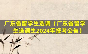 广东省留学生选调（广东省留学生选调生2024年报考公告）