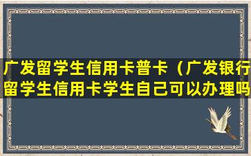 广发留学生信用卡普卡（广发银行留学生信用卡学生自己可以办理吗）