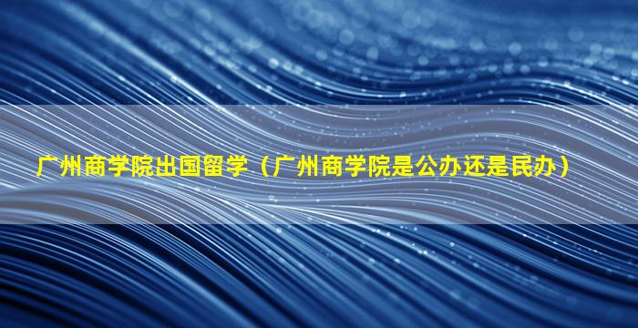 广州商学院出国留学（广州商学院是公办还是民办）