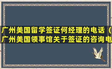 广州美国留学签证何经理的电话（广州美国领事馆关于签证的咨询电话多少）