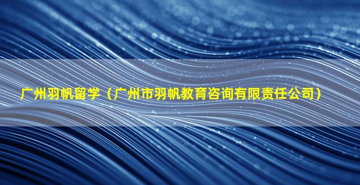 广州羽帆留学（广州市羽帆教育咨询有限责任公司）