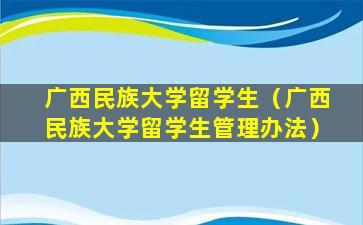 广西民族大学留学生（广西民族大学留学生管理办法）