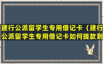 建行公派留学生专用借记卡（建行公派留学生专用借记卡如何提款到银行卡）