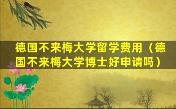 德国不来梅大学留学费用（德国不来梅大学博士好申请吗）