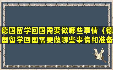 德国留学回国需要做哪些事情（德国留学回国需要做哪些事情和准备）