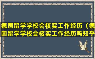 德国留学学校会核实工作经历（德国留学学校会核实工作经历吗知乎）