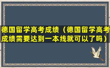 德国留学高考成绩（德国留学高考成绩需要达到一本线就可以了吗）