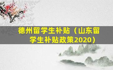 德州留学生补贴（山东留学生补贴政策2020）