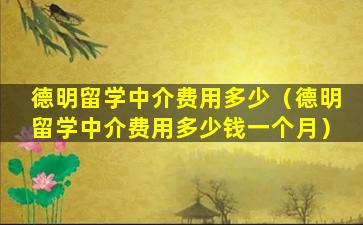 德明留学中介费用多少（德明留学中介费用多少钱一个月）