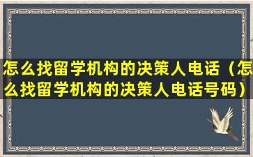 怎么找留学机构的决策人电话（怎么找留学机构的决策人电话号码）