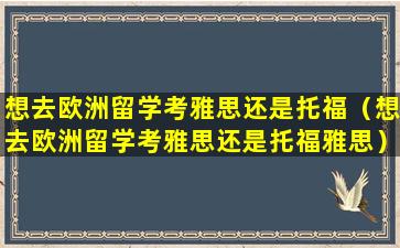 想去欧洲留学考雅思还是托福（想去欧洲留学考雅思还是托福雅思）