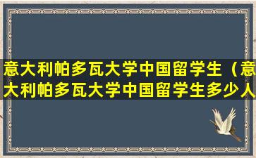 意大利帕多瓦大学中国留学生（意大利帕多瓦大学中国留学生多少人）