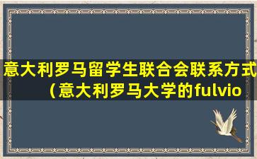 意大利罗马留学生联合会联系方式（意大利罗马大学的fulviocacace）