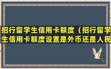 招行留学生信用卡额度（招行留学生信用卡额度设置是外币还是人民币）