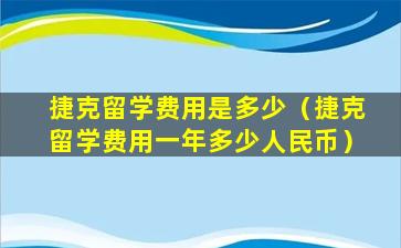 捷克留学费用是多少（捷克留学费用一年多少人民币）