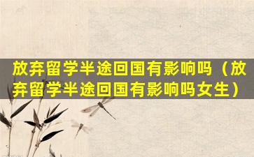 放弃留学半途回国有影响吗（放弃留学半途回国有影响吗女生）