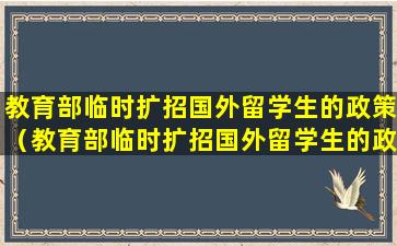 教育部临时扩招国外留学生的政策（教育部临时扩招国外留学生的政策是什么）