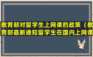 教育部对留学生上网课的政策（教育部最新通知留学生在国内上网课）