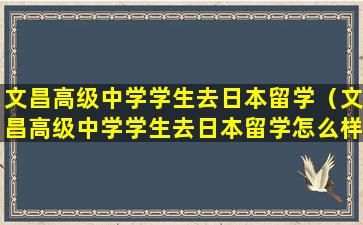 文昌高级中学学生去日本留学（文昌高级中学学生去日本留学怎么样）