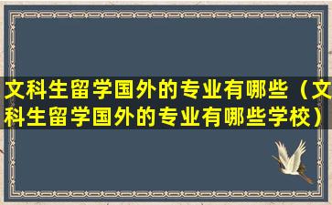 文科生留学国外的专业有哪些（文科生留学国外的专业有哪些学校）