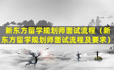 新东方留学规划师面试流程（新东方留学规划师面试流程及要求）