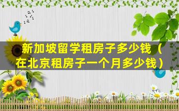 新加坡留学租房子多少钱（在北京租房子一个月多少钱）