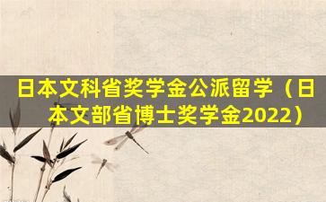 日本文科省奖学金公派留学（日本文部省博士奖学金2022）