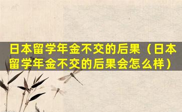 日本留学年金不交的后果（日本留学年金不交的后果会怎么样）
