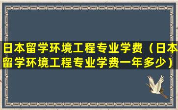 日本留学环境工程专业学费（日本留学环境工程专业学费一年多少）