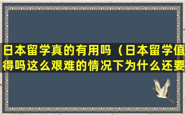 日本留学真的有用吗（日本留学值得吗这么艰难的情况下为什么还要坚持）