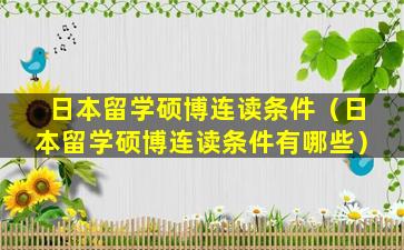 日本留学硕博连读条件（日本留学硕博连读条件有哪些）