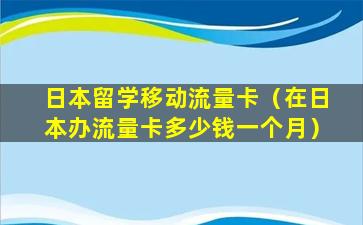 日本留学移动流量卡（在日本办流量卡多少钱一个月）