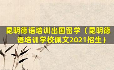 昆明德语培训出国留学（昆明德语培训学校佩文2021招生）