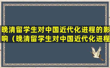 晚清留学生对中国近代化进程的影响（晚清留学生对中国近代化进程的影响有哪些）