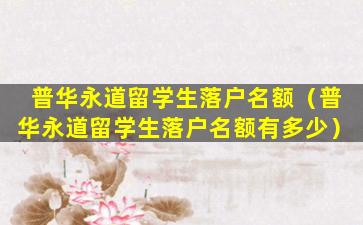 普华永道留学生落户名额（普华永道留学生落户名额有多少）