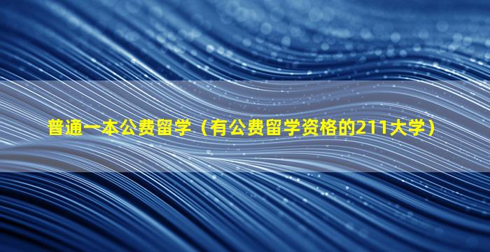 普通一本公费留学（有公费留学资格的211大学）