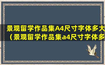 景观留学作品集A4尺寸字体多大（景观留学作品集a4尺寸字体多大）