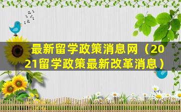 最新留学政策消息网（2021留学政策最新改革消息）