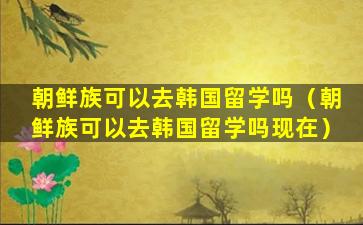 朝鲜族可以去韩国留学吗（朝鲜族可以去韩国留学吗现在）