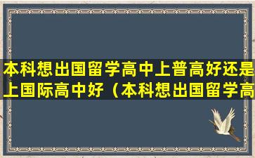 本科想出国留学高中上普高好还是上国际高中好（本科想出国留学高中上普高好还是上国际高中好）