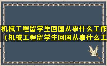 机械工程留学生回国从事什么工作（机械工程留学生回国从事什么工作比较好）