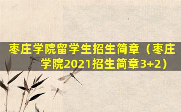 枣庄学院留学生招生简章（枣庄学院2021招生简章3+2）