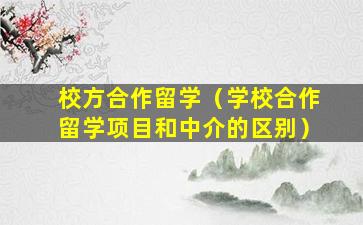 校方合作留学（学校合作留学项目和中介的区别）