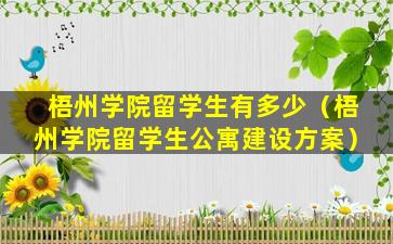 梧州学院留学生有多少（梧州学院留学生公寓建设方案）