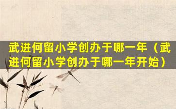武进何留小学创办于哪一年（武进何留小学创办于哪一年开始）