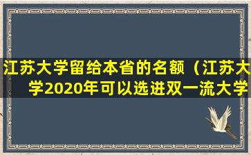 江苏大学留给本省的名额（江苏大学2020年可以选进双一流大学吗）