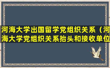 河海大学出国留学党组织关系（河海大学党组织关系抬头和接收单位是什么）