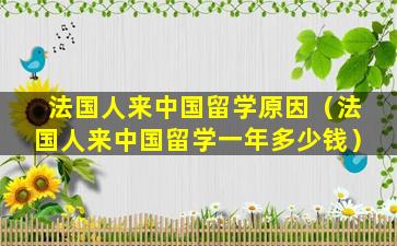 法国人来中国留学原因（法国人来中国留学一年多少钱）