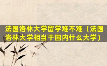 法国洛林大学留学难不难（法国洛林大学相当于国内什么大学）