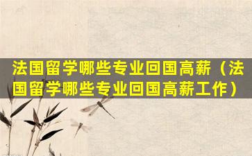 法国留学哪些专业回国高薪（法国留学哪些专业回国高薪工作）